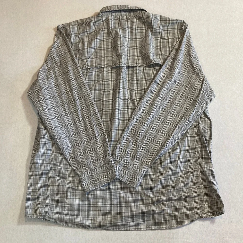 The‎ North Face Mens XXL Plaid Hiking Shirt Grey Long Sleeve Ventilated 2 Pocket